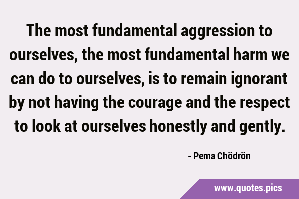 The most fundamental aggression to ourselves, the most fundamental harm we can do to ourselves, is …