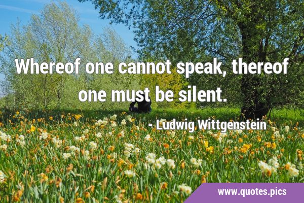 Whereof one cannot speak, thereof one must be …