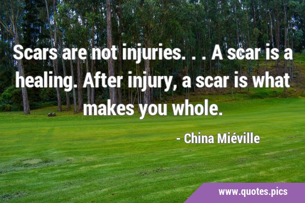 Scars are not injuries... A scar is a healing. After injury, a scar is what makes you …