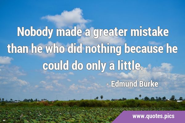 Nobody made a greater mistake than he who did nothing because he could do only a …