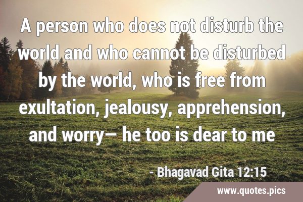 A person who does not disturb the world and who cannot be disturbed by the world, who is free from …