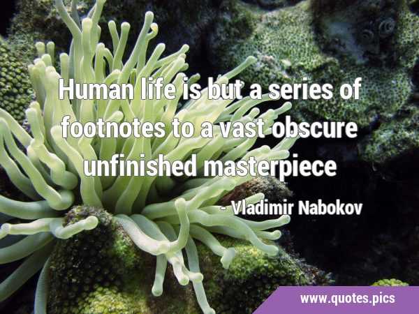 Human life is but a series of footnotes to a vast obscure unfinished …