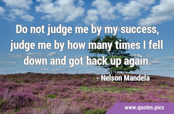 Do not judge me by my success, judge me by how many times I fell down and got back up …