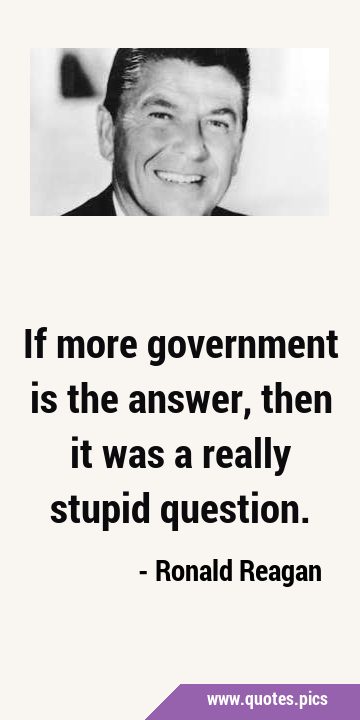 If more government is the answer, then it was a really stupid …