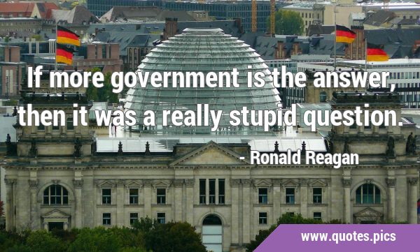 If more government is the answer, then it was a really stupid …