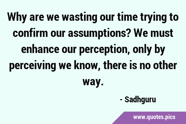 Why are we wasting our time trying to confirm our assumptions? We must enhance our perception, only …