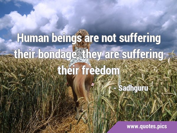 Human beings are not suffering their bondage, they are suffering their …