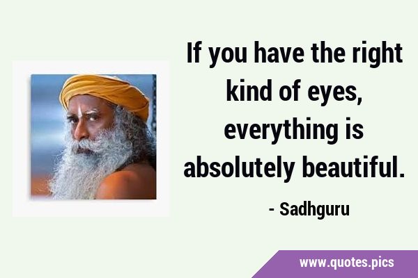 If you have the right kind of eyes, everything is absolutely …