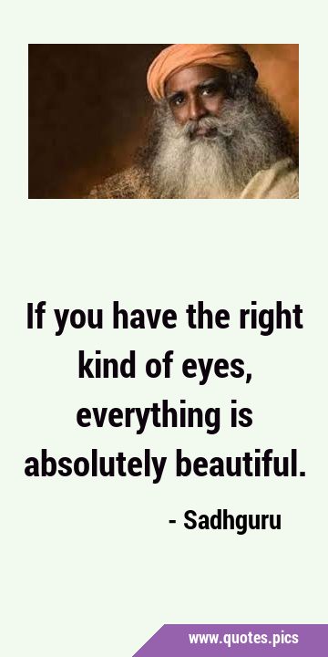 If you have the right kind of eyes, everything is absolutely …
