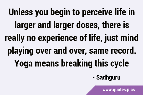Unless you begin to perceive life in larger and larger doses, there is really no experience of …