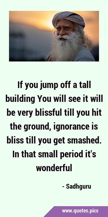 If you jump off a tall building You will see it will be very blissful till you hit the ground, …