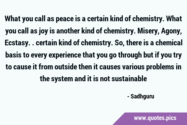 What you call as peace is a certain kind of chemistry. What you call as joy is another kind of …