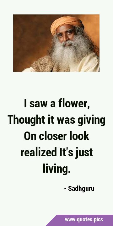 I saw a flower, Thought it was giving On closer look realized It