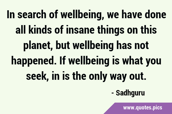 In search of wellbeing, we have done all kinds of insane things on this planet, but wellbeing has …