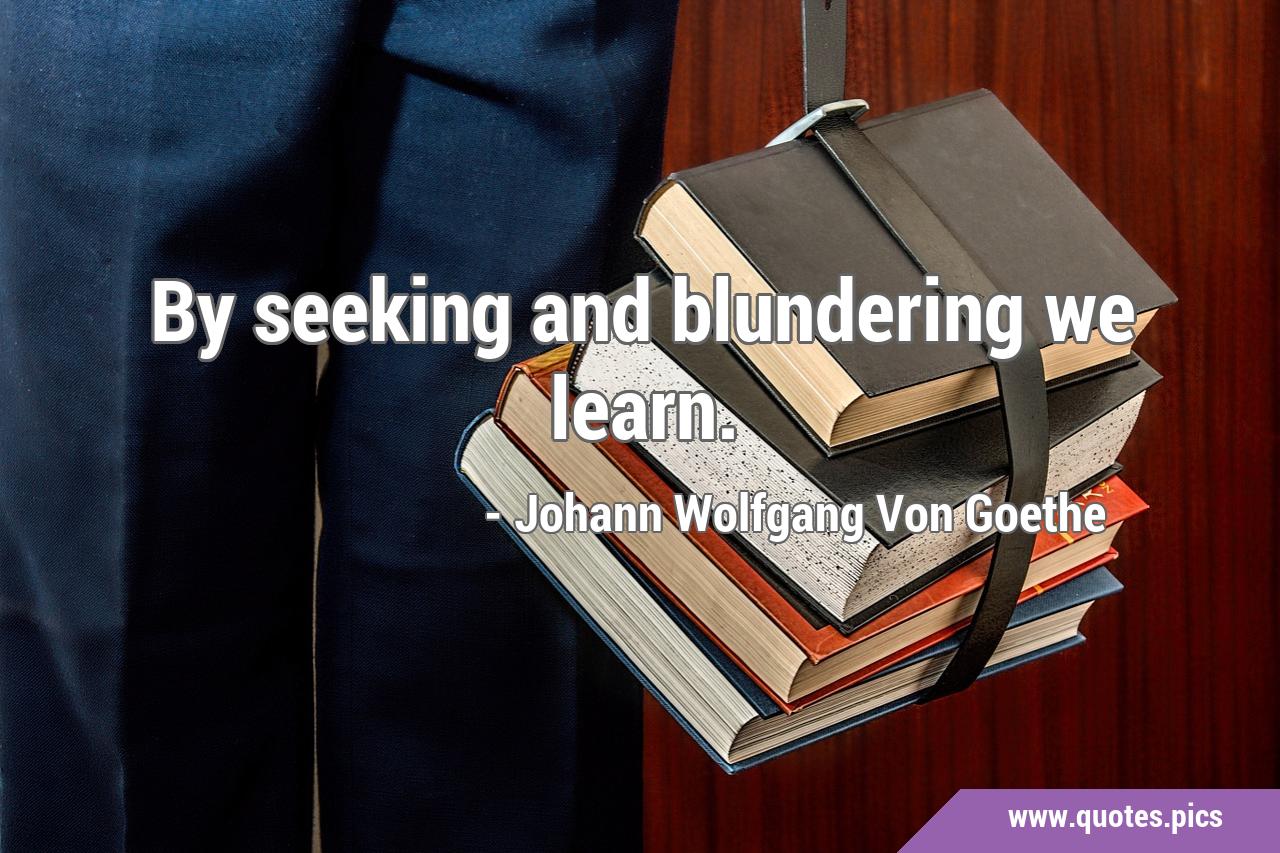 By seeking and blundering we learn.